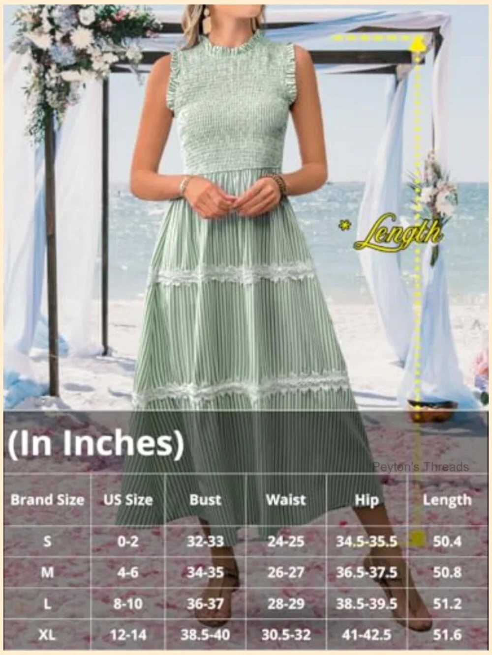 Sleeveless Smocked Flowy Tiered Midi Dress, Casual Striped Sundress - Picture 6 of 7